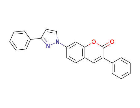 Molecular Structure of 29306-96-5 (2H-1-Benzopyran-2-one, 3-phenyl-7-(3-phenyl-1H-pyrazol-1-yl)-)