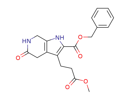 Molecular Structure of 62916-36-3 (1H-Pyrrolo[2,3-c]pyridine-3-propanoic acid,
4,5,6,7-tetrahydro-5-oxo-2-[(phenylmethoxy)carbonyl]-, methyl ester)