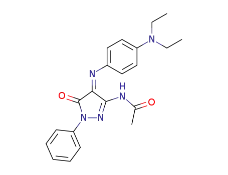 Molecular Structure of 68719-67-5 (Acetamide,
N-[4-[[4-(diethylamino)phenyl]imino]-4,5-dihydro-5-oxo-1-phenyl-1H-pyr
azol-3-yl]-)