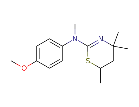 Molecular Structure of 53004-51-6 (4H-1,3-Thiazin-2-amine,
5,6-dihydro-N-(4-methoxyphenyl)-N,4,4,6-tetramethyl-)