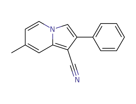 Molecular Structure of 62456-06-8 (1-Indolizinecarbonitrile, 7-methyl-2-phenyl-)