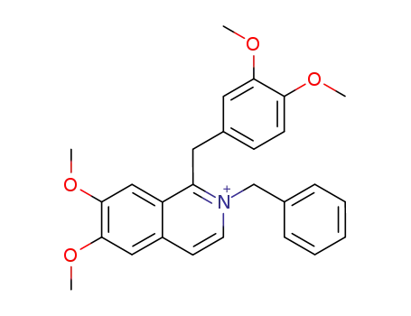 Molecular Structure of 47703-99-1 (Isoquinolinium,1-[(3,4-dimethoxyphenyl)methyl]-6,7-dimethoxy-2-(phenylmethyl)-)