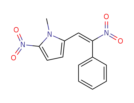 Molecular Structure of 65934-23-8 (1H-Pyrrole, 1-methyl-2-nitro-5-(2-nitro-2-phenylethenyl)-, (E)-)