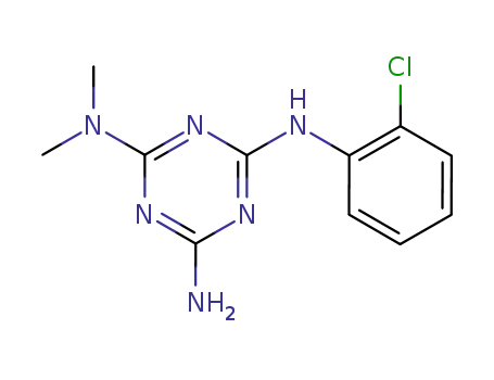 Molecular Structure of 61912-49-0 (1,3,5-Triazine-2,4,6-triamine, N'-(2-chlorophenyl)-N,N-dimethyl-)