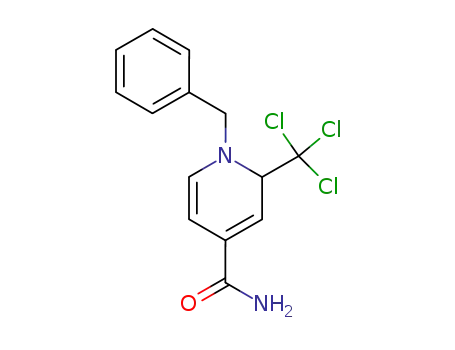 Molecular Structure of 63097-32-5 (4-Pyridinecarboxamide,
1,2-dihydro-1-(phenylmethyl)-2-(trichloromethyl)-)