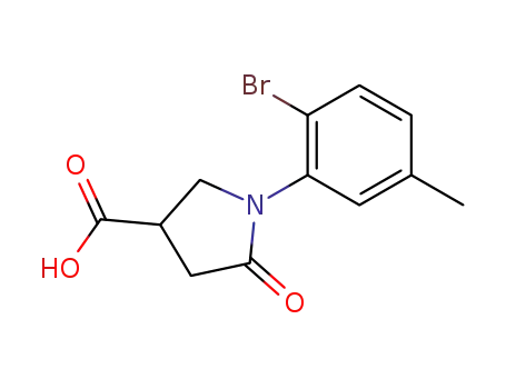Molecular Structure of 63674-67-9 (3-Pyrrolidinecarboxylic acid, 1-(2-bromo-5-methylphenyl)-5-oxo-)