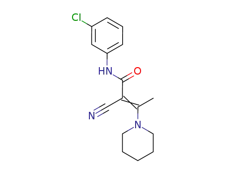Molecular Structure of 63927-66-2 (2-Butenamide, N-(3-chlorophenyl)-2-cyano-3-(1-piperidinyl)-)