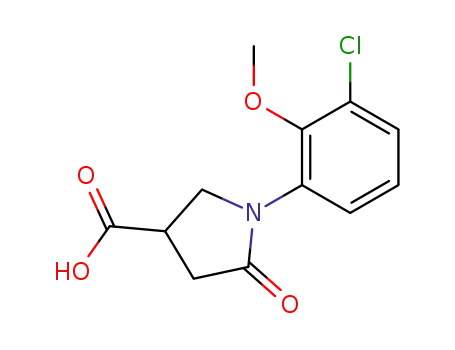 Molecular Structure of 63675-08-1 (3-Pyrrolidinecarboxylic acid, 1-(3-chloro-2-methoxyphenyl)-5-oxo-)