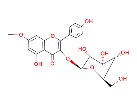 Molecular Structure of 41545-37-3 (kaempferol 7-methyl ether 3-O-β-D-glucopyranoside)