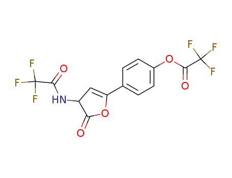 Molecular Structure of 61172-80-3 (Acetic acid, trifluoro-,
4-[4,5-dihydro-5-oxo-4-[(trifluoroacetyl)amino]-2-furanyl]phenyl ester)