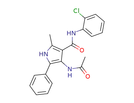 Molecular Structure of 62258-39-3 (1H-Pyrrole-3-carboxamide,
4-(acetylamino)-N-(2-chlorophenyl)-2-methyl-5-phenyl-)