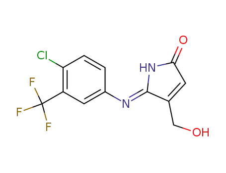 Molecular Structure of 61610-45-5 (2H-Pyrrol-2-one,
5-[[4-chloro-3-(trifluoromethyl)phenyl]amino]-4-(hydroxymethyl)-)