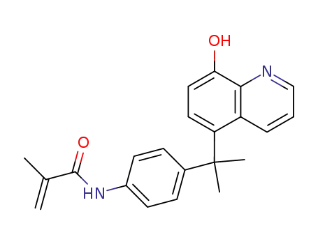 Molecular Structure of 57138-78-0 (2-Propenamide,
N-[4-[1-(8-hydroxy-5-quinolinyl)-1-methylethyl]phenyl]-2-methyl-)