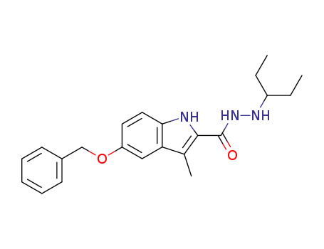 Molecular Structure of 62003-56-9 (1H-Indole-2-carboxylic acid, 3-methyl-5-(phenylmethoxy)-,
2-(1-ethylpropyl)hydrazide)