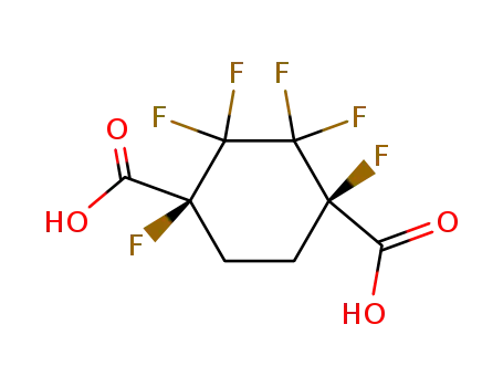 Molecular Structure of 63185-90-0 (1,4-Cyclohexanedicarboxylic acid, 1,2,2,3,3,4-hexafluoro-, cis-)