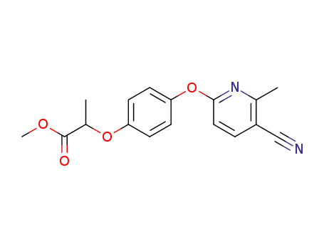 Molecular Structure of 74392-21-5 (Propanoic acid, 2-[4-[(5-cyano-6-methyl-2-pyridinyl)oxy]phenoxy]-,
methyl ester)