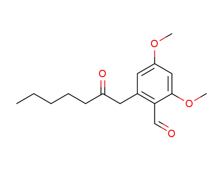 Molecular Structure of 63165-23-1 (Benzaldehyde, 2,4-dimethoxy-6-(2-oxoheptyl)-)
