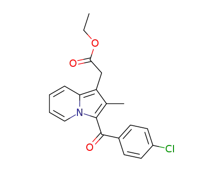 Molecular Structure of 35475-57-1 (1-Indolizineacetic acid, 3-(4-chlorobenzoyl)-2-methyl-, ethyl ester)
