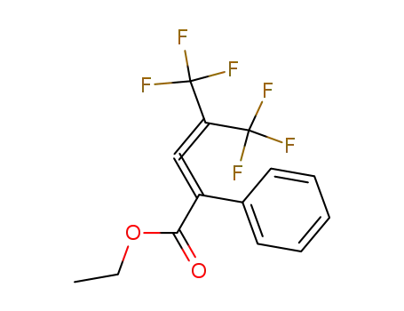 Molecular Structure of 65799-45-3 (Benzeneacetic acid,
a-[3,3,3-trifluoro-2-(trifluoromethyl)-1-propenylidene]-, ethyl ester)