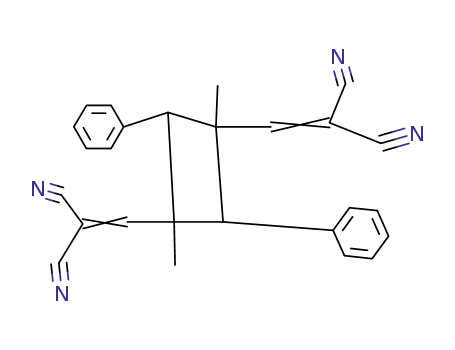 Molecular Structure of 65828-48-0 (Propanedinitrile,
2,2'-[(1,3-dimethyl-2,4-diphenyl-1,3-cyclobutanediyl)dimethylidyne]bis-)
