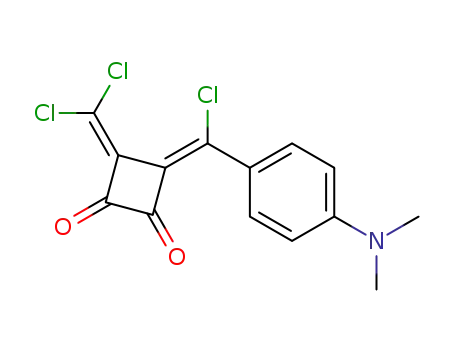 Molecular Structure of 64272-75-9 (1,2-Cyclobutanedione,
3-[chloro[4-(dimethylamino)phenyl]methylene]-4-(dichloromethylene)-)