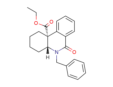 Molecular Structure of 52252-77-4 (10b(1H)-Phenanthridinecarboxylic acid,
2,3,4,4a,5,6-hexahydro-6-oxo-5-(phenylmethyl)-, ethyl ester, trans-)