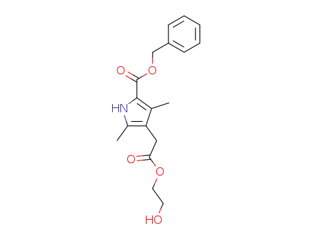 Molecular Structure of 62916-30-7 (1H-Pyrrole-3-acetic acid, 2,4-dimethyl-5-[(phenylmethoxy)carbonyl]-,
2-hydroxyethyl ester)