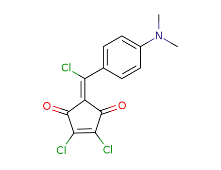 Molecular Structure of 64272-76-0 (4-Cyclopentene-1,3-dione,
4,5-dichloro-2-[chloro[4-(dimethylamino)phenyl]methylene]-)