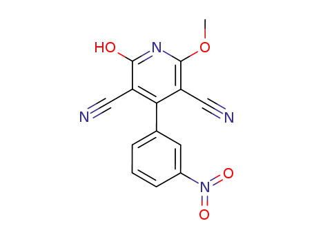 Molecular Structure of 64541-18-0 (3,5-Pyridinedicarbonitrile,
1,2-dihydro-6-methoxy-4-(3-nitrophenyl)-2-oxo-)