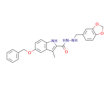 Molecular Structure of 62003-57-0 (1H-Indole-2-carboxylic acid, 3-methyl-5-(phenylmethoxy)-,
2-(1,3-benzodioxol-5-ylmethyl)hydrazide)