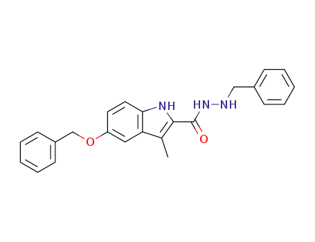 Molecular Structure of 61905-87-1 (1H-Indole-2-carboxylic acid, 3-methyl-5-(phenylmethoxy)-,
2-(phenylmethyl)hydrazide)