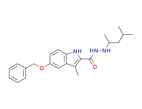 Molecular Structure of 61905-86-0 (1H-Indole-2-carboxylic acid, 3-methyl-5-(phenylmethoxy)-,
2-(1,3-dimethylbutyl)hydrazide)