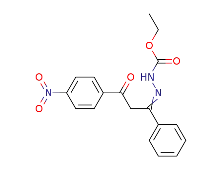 Molecular Structure of 63500-26-5 (Hydrazinecarboxylic acid,
[3-(4-nitrophenyl)-3-oxo-1-phenylpropylidene]-, ethyl ester)