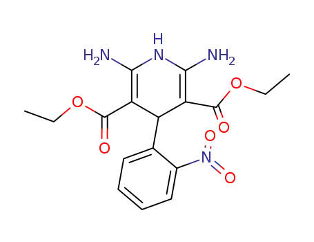 Molecular Structure of 50698-21-0 (3,5-Pyridinedicarboxylic acid,
2,6-diamino-1,4-dihydro-4-(2-nitrophenyl)-, diethyl ester)