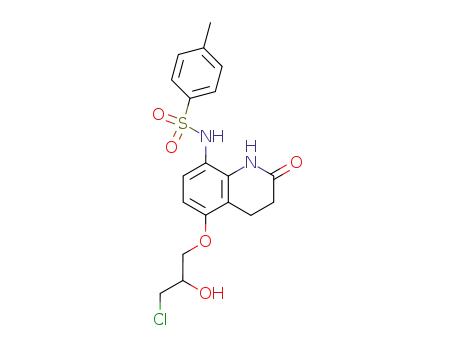 Molecular Structure of 65369-48-4 (Benzenesulfonamide,
N-[5-(3-chloro-2-hydroxypropoxy)-1,2,3,4-tetrahydro-2-oxo-8-quinolinyl]-
4-methyl-)