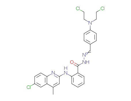 Benzoic acid,2-[(6-chloro-4-methyl-2-quinolinyl)amino]-,2-[[4-[bis(2-chloroethyl)amino]phenyl]methylene]hydrazide cas  74459-56-6