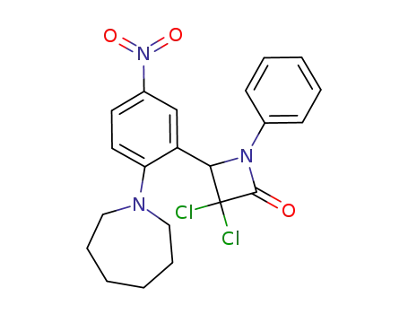 Molecular Structure of 61200-73-5 (2-Azetidinone,
3,3-dichloro-4-[2-(hexahydro-1H-azepin-1-yl)-5-nitrophenyl]-1-phenyl-)