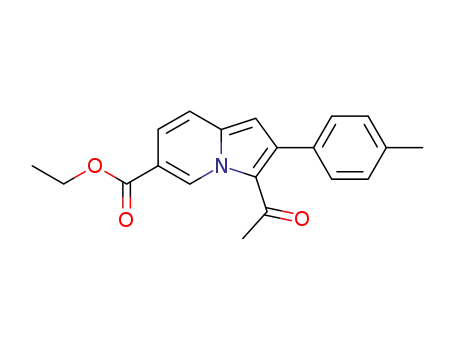 Molecular Structure of 59603-70-2 (6-Indolizinecarboxylic acid, 3-acetyl-2-(4-methylphenyl)-, ethyl ester)
