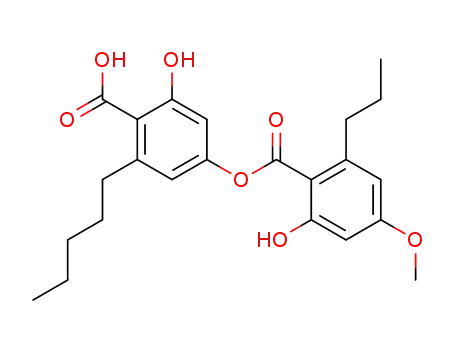 Molecular Structure of 27240-56-8 (Benzoic acid,2-hydroxy-4-[(2-hydroxy-4-methoxy-6-propylbenzoyl)oxy]-6-pentyl-)