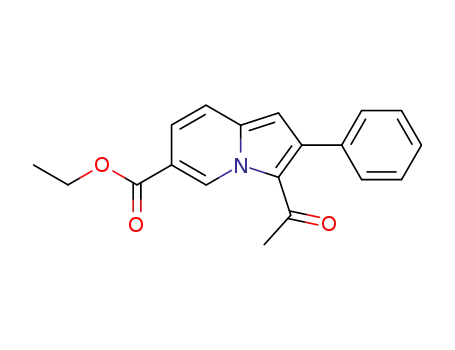 Molecular Structure of 59603-68-8 (6-Indolizinecarboxylic acid, 3-acetyl-2-phenyl-, ethyl ester)