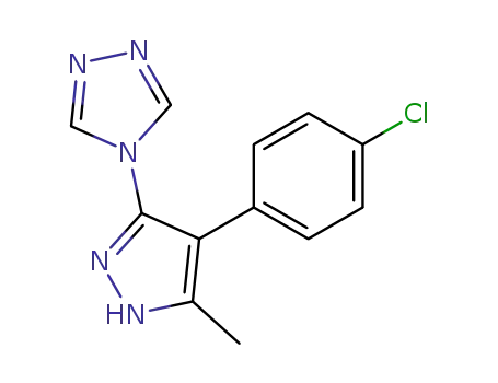 Molecular Structure of 62537-96-6 (4H-1,2,4-Triazole, 4-[4-(4-chlorophenyl)-5-methyl-1H-pyrazol-3-yl]-)