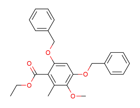 Molecular Structure of 65614-46-2 (Benzoic acid, 3-methoxy-2-methyl-4,6-bis(phenylmethoxy)-, ethyl ester)