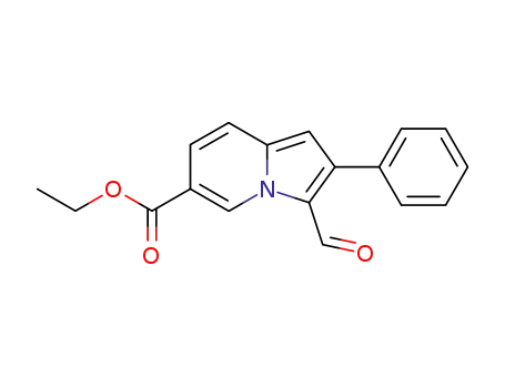 Molecular Structure of 59603-64-4 (6-Indolizinecarboxylic acid, 3-formyl-2-phenyl-, ethyl ester)