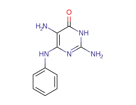Molecular Structure of 33359-01-2 (4(1H)-Pyrimidinone, 2,5-diamino-6-(phenylamino)-)