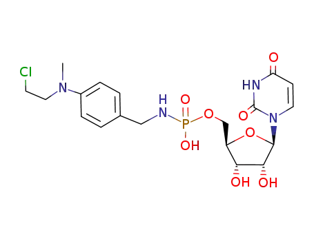 Molecular Structure of 32455-50-8 (Uridine, 5-(hydrogen((4-((2-chloroethyl)methylamino)phenyl)methyl)phosphoramidate))