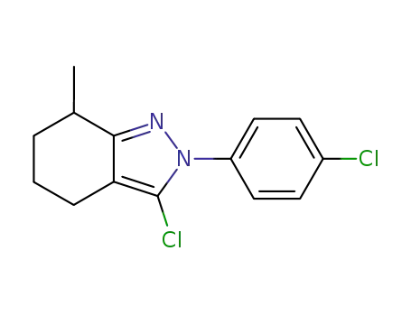 Molecular Structure of 63419-16-9 (2H-Indazole, 3-chloro-2-(4-chlorophenyl)-4,5,6,7-tetrahydro-7-methyl-)