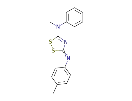 Molecular Structure of 65639-83-0 (3H-1,2,4-Dithiazol-5-amine,
N-methyl-3-[(4-methylphenyl)imino]-N-phenyl-)