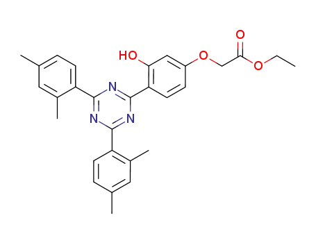 Molecular Structure of 1909-41-7 (Acetic acid,
[4-[4,6-bis(2,4-dimethylphenyl)-1,3,5-triazin-2-yl]-3-hydroxyphenoxy]-,
ethyl ester)