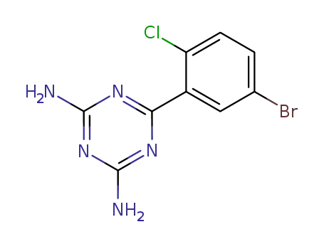 Molecular Structure of 57381-45-0 (1,3,5-Triazine-2,4-diamine, 6-(5-bromo-2-chlorophenyl)-)