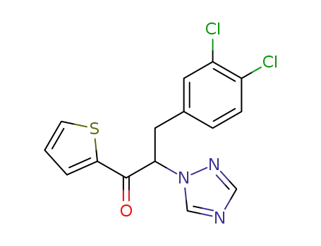Molecular Structure of 63094-06-4 (1-Propanone,
3-(3,4-dichlorophenyl)-1-(2-thienyl)-2-(1H-1,2,4-triazol-1-yl)-)